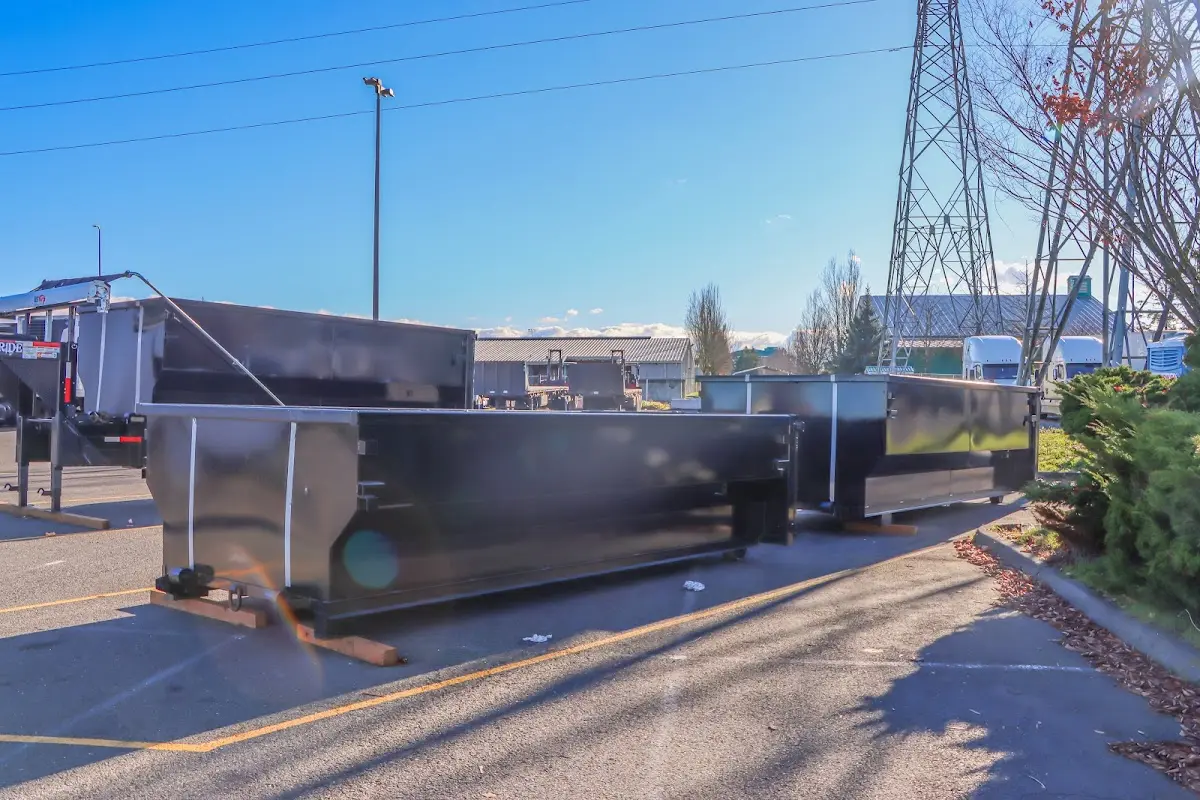 Roll-off dumpster ready for waste disposal at job site for Roll Off Dumpster Rental in Hazelwood